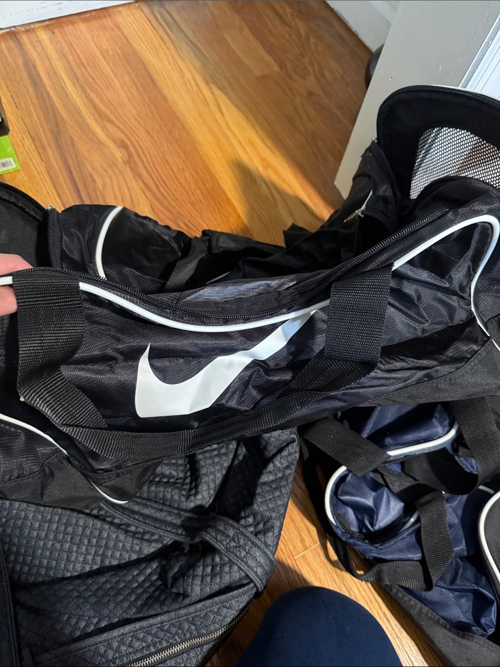 Nike Black and White Gym Duffel Bag with Swoosh